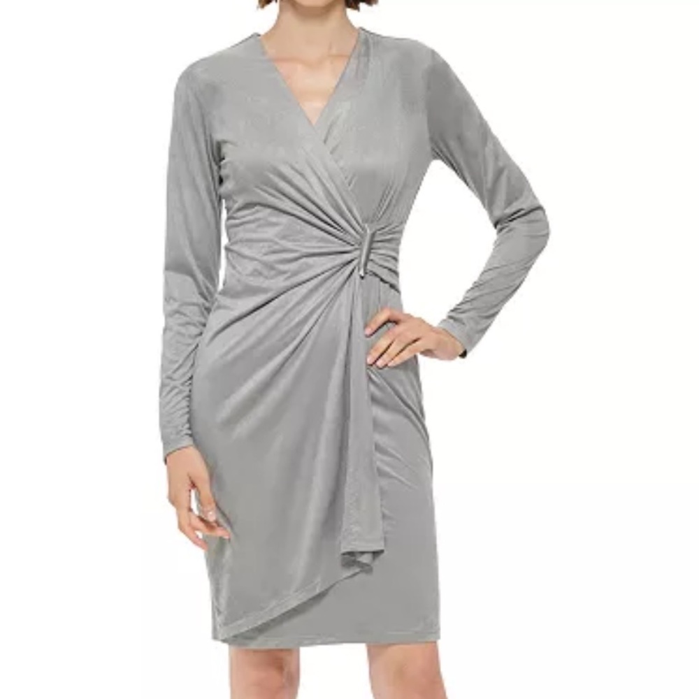 Calvin Klein Faux-Suede Gathered Sheath Dress new size 10